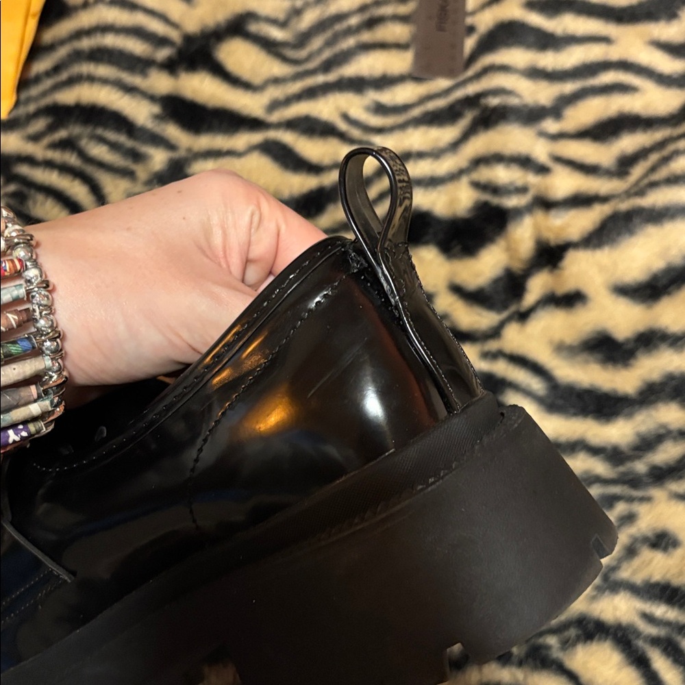 Black Patent Chunky Loafers - Picture 5 of 9